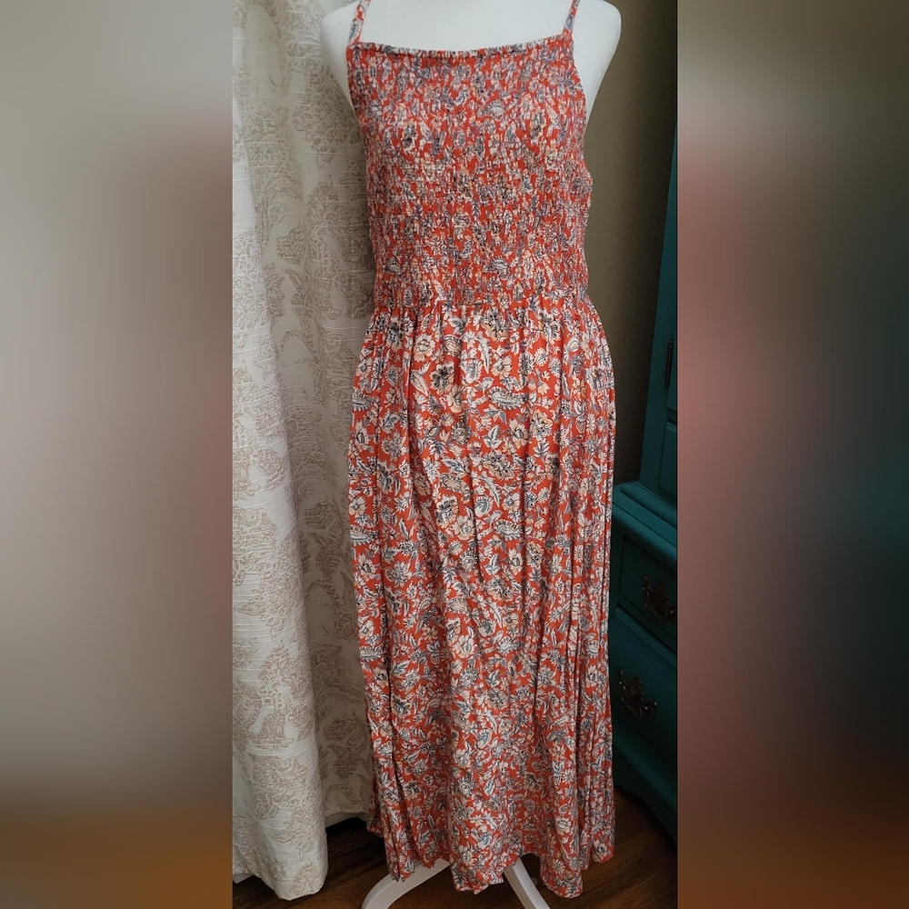 Old Navy Floral Coral Maxi Dress